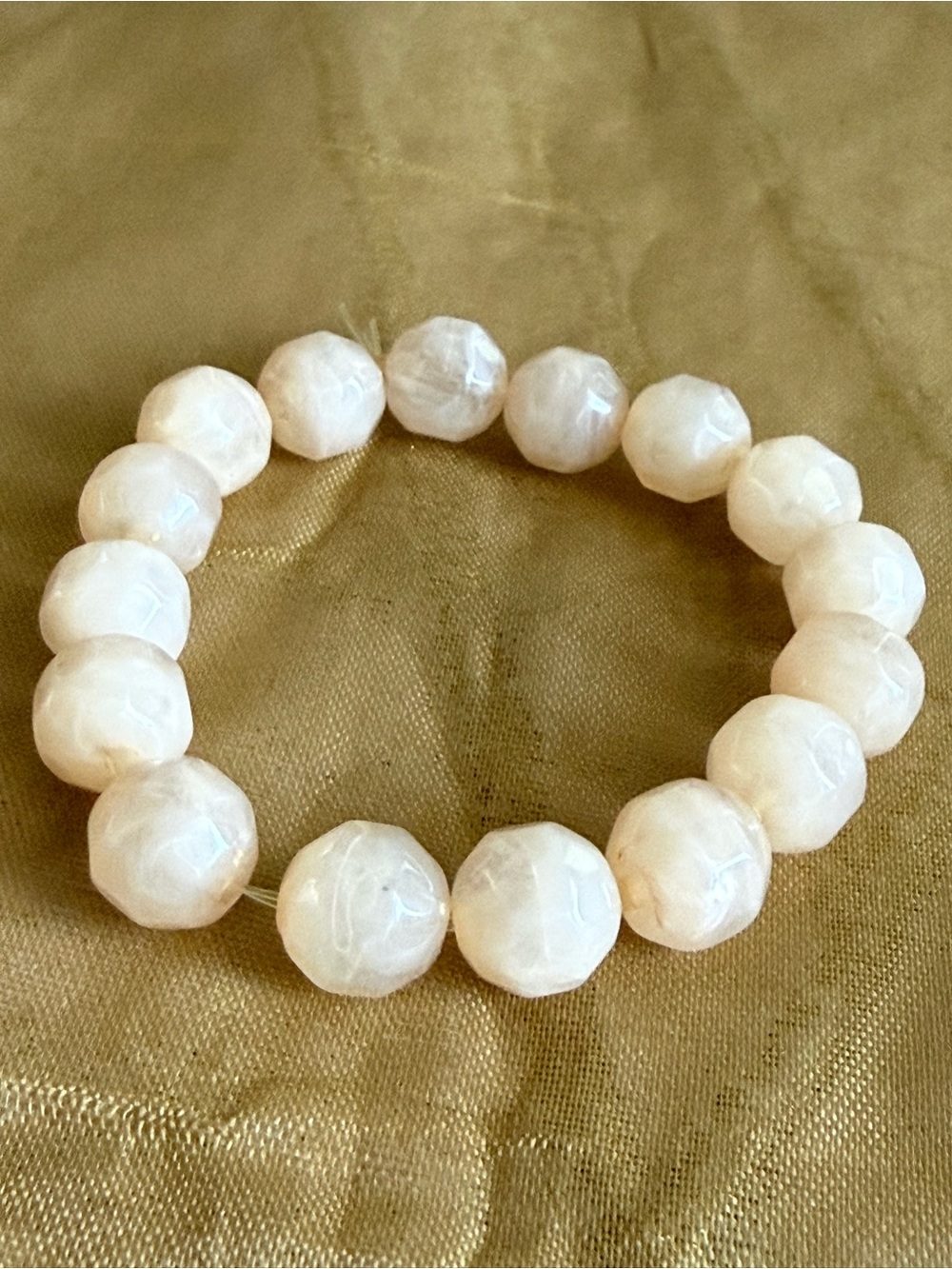 White Faceted Bead Stretch Bracelet - Women Jewelry